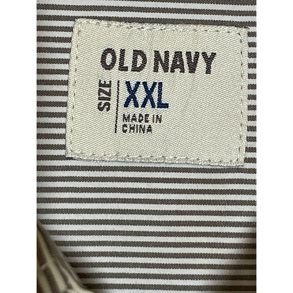 Old Navy Shirt Size XXL Mens Classic Button Up Long Sleeve Brown Pin Stripe 2XL - Picture 3 of 6
